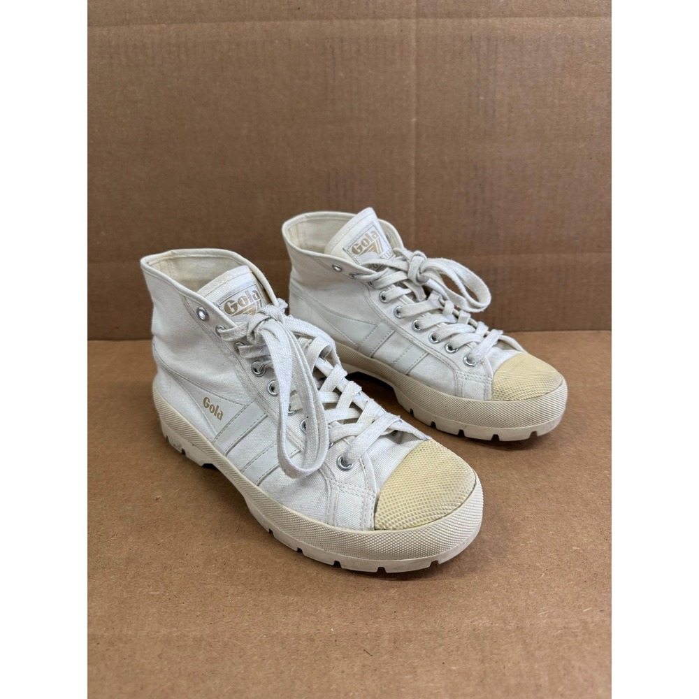 Gola Coaster Peak High Lifestyle Sneakers White Canvas CLB092 Womens Size 8 US